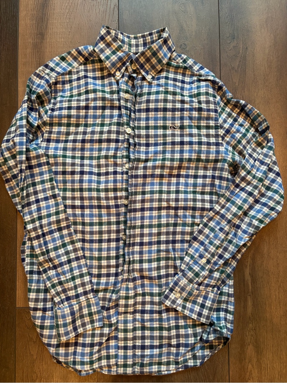 Men's Vineyard Vines Cotton Blue & Green Plaid Button-Down Shirt